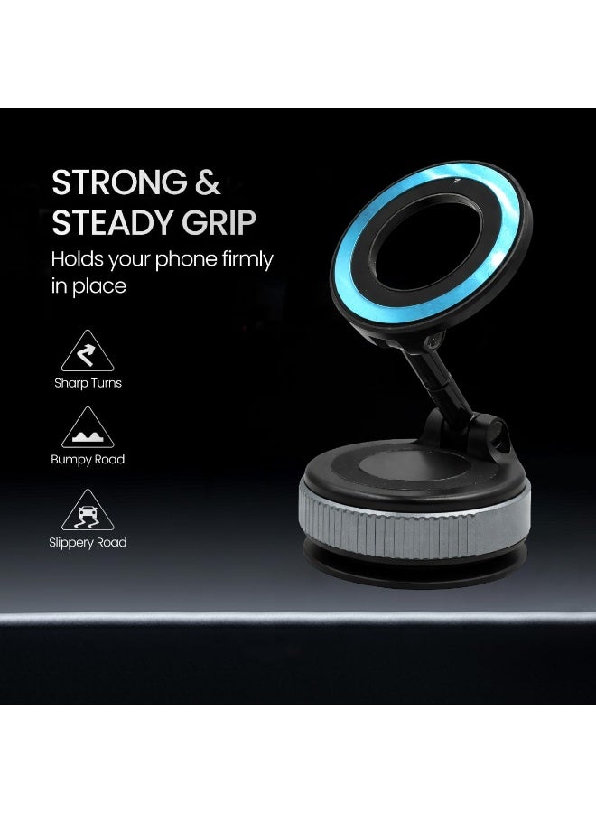 حامل هاتف مغناطيسي بتقنية الشفط الفراغي، مزود بقاعدة دوارة 360 درجة، مصنوع من سبائك الألومنيوم، سهل الاستخدام بيد واحدة، يُثبت على لوحة القيادة (JM-5060) - Image 2